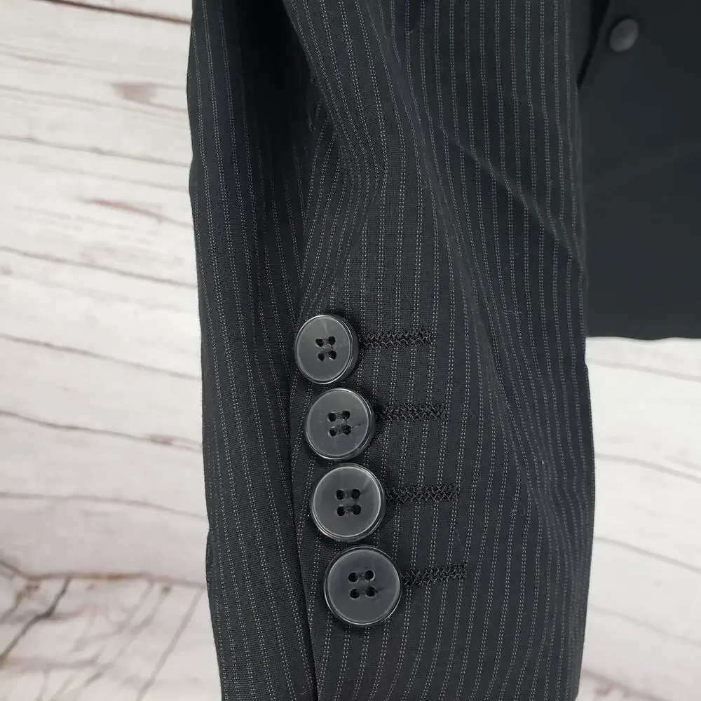 Perry Ellis Portfolio Men's Black Pinstriped 2Buttons Sportscoat Blazer 46L
